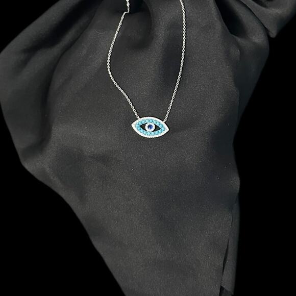 Evil Eye Pendant Necklace with Cubic Zirconia Elegant Protection Jewelry - Picture 5 of 5